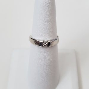 14K White Gold Princess Cut 0.18CTW Diamond Band Ring Size 6.75